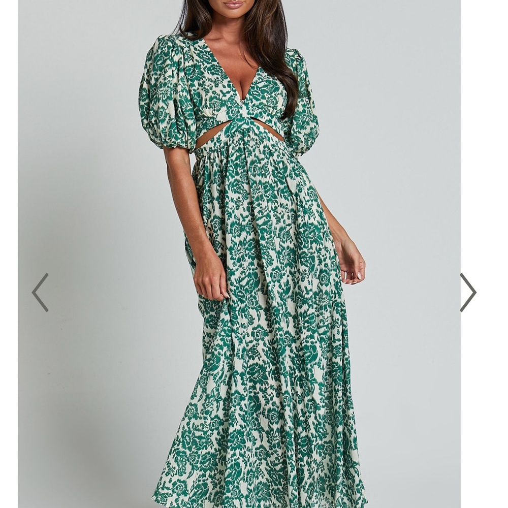 Showpo Green and White Floral Maxi Dress